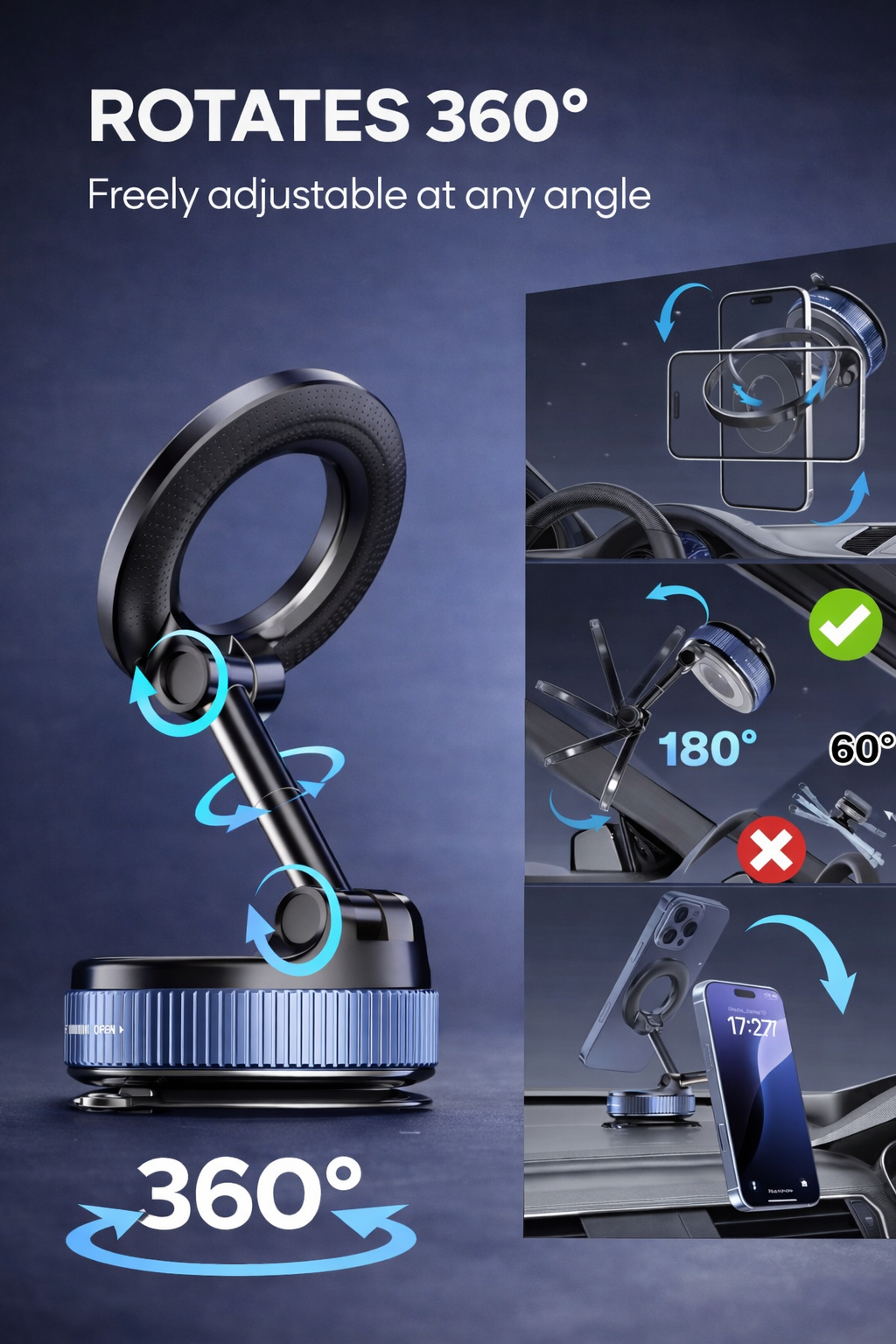 New Foldable Vacuum Adsorption Magnetic Car Phone Holder 2025 Suction Cup Dedicated Navigation Phone Holder