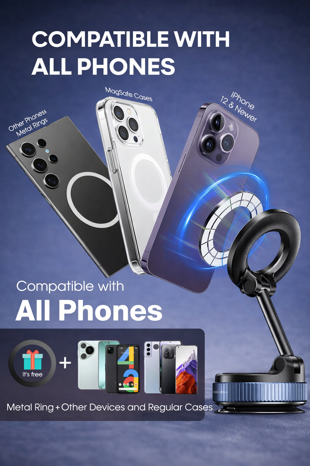 New Foldable Vacuum Adsorption Magnetic Car Phone Holder 2025 Suction Cup Dedicated Navigation Phone Holder